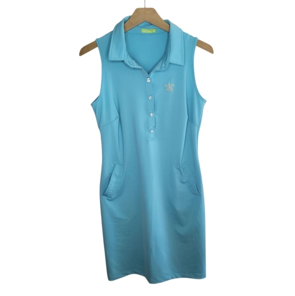 Tee 2 Sea | Turquoise Sleeveless Polo Collared Golf Dress Size Small - Picture 6 of 6